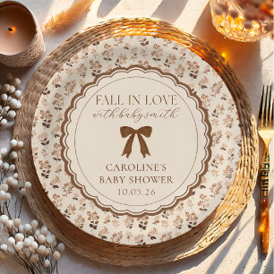 Boho Herbst Verlieb dich Baby Shower Papier Teller