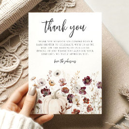 Boho-Herbst-Wildblumen-Baby-Party Dankeskarte