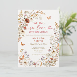 Boho-Herbst-Wildblumen-Baby-Shower-Einladung Einladung