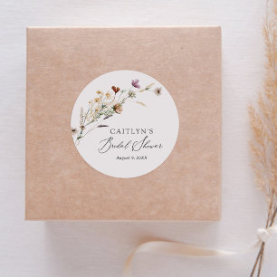 Boho-Herbst-Wildblumen-Brautparty Runder Aufkleber
