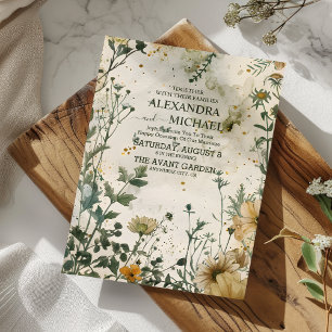 Boho-Herbst-Wildblumen-Hochzeit Einladung