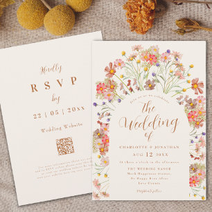 Boho-Herbst-Wildblumen-Hochzeit Einladung