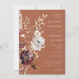 Boho-Herbst-Wildblumen-Hochzeit in einem Einladung