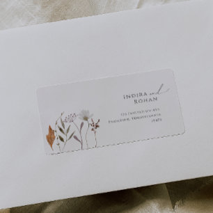 Boho-Herbst-Wildblumen-Hochzeit-RSVP-Rücksendeadre Adressaufkleber