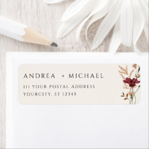 Boho-Herbst-Wildblumen-Hochzeit-Rücksendeadresse