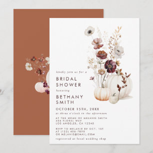 Boho-Herbst-Wildblumen-Kürbis-Brautparty Einladung
