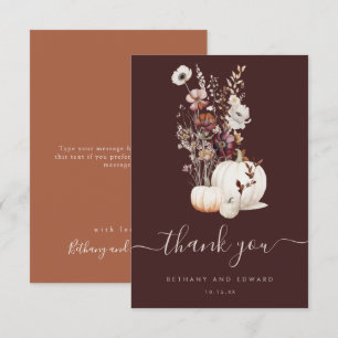 Boho-Herbst-Wildblumen-Kürbis-Hochzeit Dankeskarte