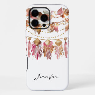 Boho Herbstblatt Feder Native American iPhone 16 Pro Max Hülle