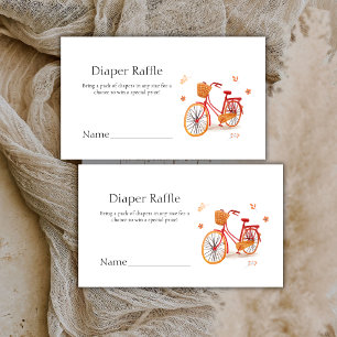 Boho-Herbstblätter-Fahrrad-Windel-Raffle-Baby-Part Begleitkarte