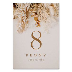 Boho-Herbstblumen-Hochzeit Tischnummer