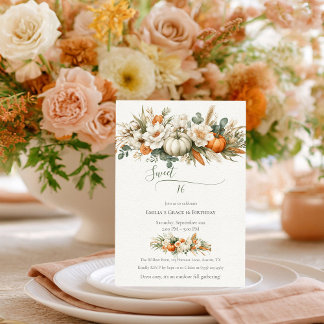 Boho Herbstblumenanordnung Süß 16 Einladung