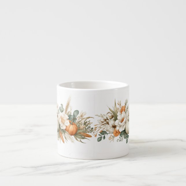 Boho-Herbstblumenarrangement Espressotasse (Vorderseite)