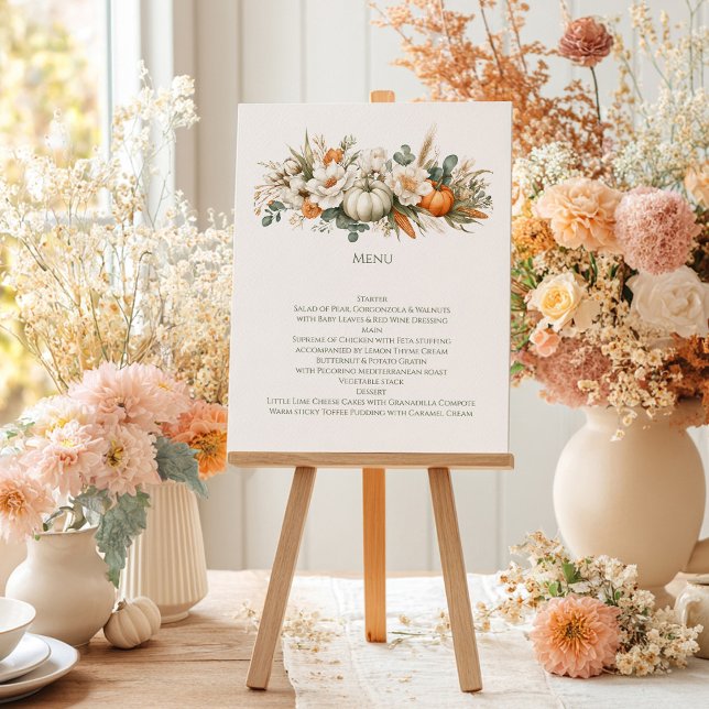 Boho-Herbstblumenarrangement-Menü Menükarte (Von Creator hochgeladen)