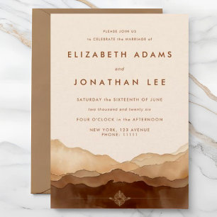 Boho Herbstfarben Minimalistisch Ombre Wedding Einladung