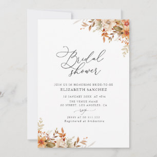boho Herbstflorale Brautparty Einladung