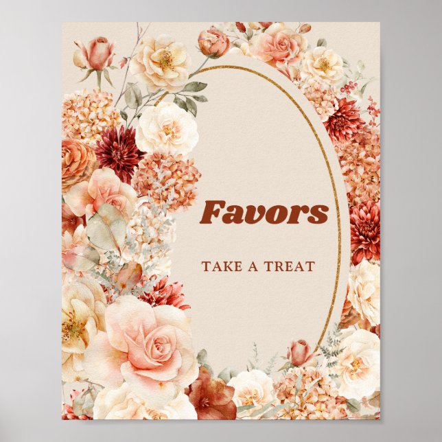 Boho Herbstgarten Gewürze Orangenbeige Rost bevorz Poster (Vorne)