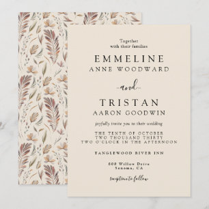 Boho-Herbstlaub Botanische Hochzeit Einladung