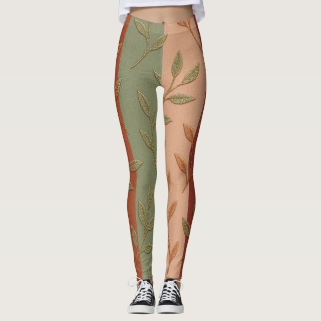 Boho Herbstleaves gestrichen Leggings (Vorderseite)