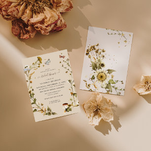 Boho-Herbstwildblume   Botanischer Brautjungfernab Einladung
