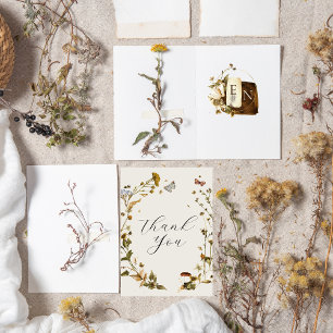 Boho-Herbstwildblume   Hochzeits-Dankeschön Dankeskarte