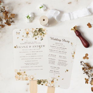Boho-Herbstwildblume   Hochzeitsprogramm-Handfäche Fächer