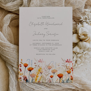 Boho-Herbstwildblumen-Aquarell-Blumenhochzeit Einladung