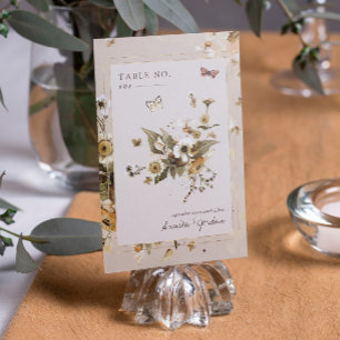 Boho-Herbstwildblumen Hochzeit Tischnummer