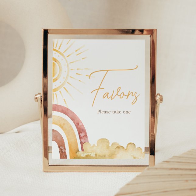 Boho Here kommt die Son Baby Duwer Favors Poster (Sonshine Baby Shower Favors Sign)