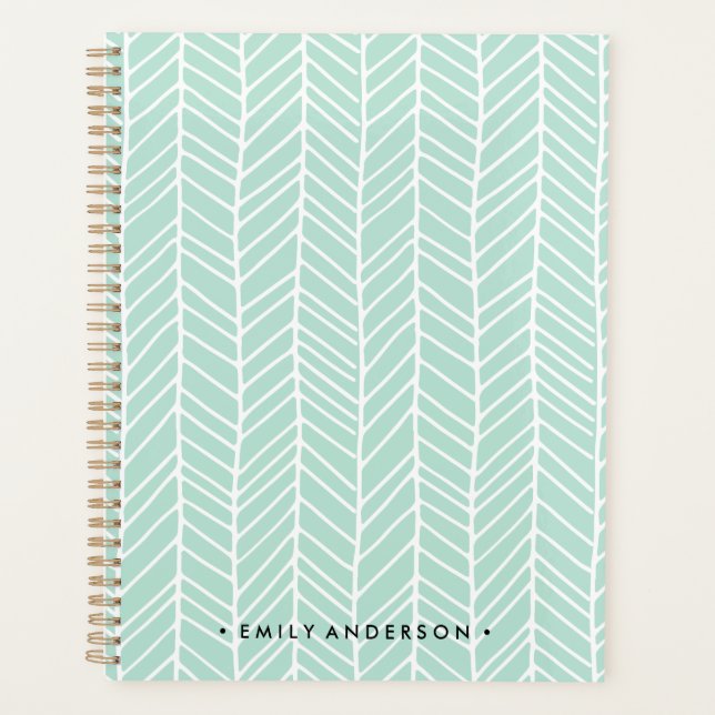Boho Herringbone Mint Green Planer (Vorderseite)
