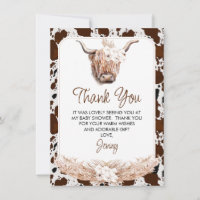 Boho Highland Cow Baby Dusche Danke Karte