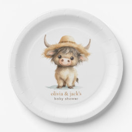 Boho Highland Cow Baby Shower Pappteller