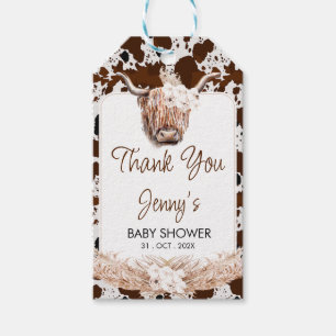 Boho Highland Cow Babydusche Danke Tag Geschenkanhänger