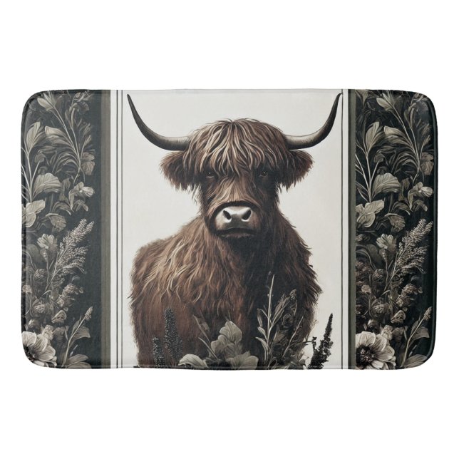Boho Highland Cow Badematte (Vorderseite)