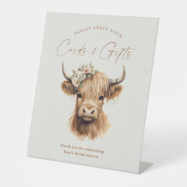 Boho Highland Cow Brautparty Karten und Geschenke Sockelschild