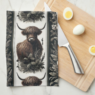 Boho Highland Cow Geschirrtuch