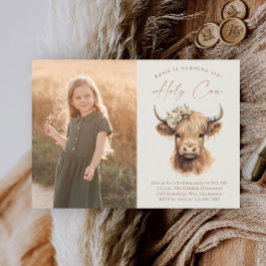 Boho Highland Cow Kids Foto Birthday Party Einladung