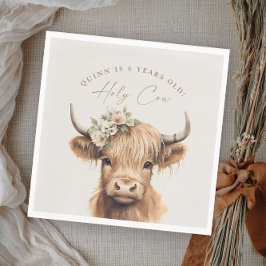 Boho Highland Cow Kindergeburtstag Party Serviette