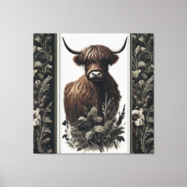 Boho Highland Cow Leinwanddruck (Vorderseite)
