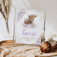 Boho Highland Cow Lila Geburtstagsfavoriten Zeiche