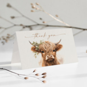 Boho Highland Cow Neutral Couples Baby Shower Dankeskarte