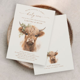 Boho Highland Cow Neutral Couples Baby Shower Einladung