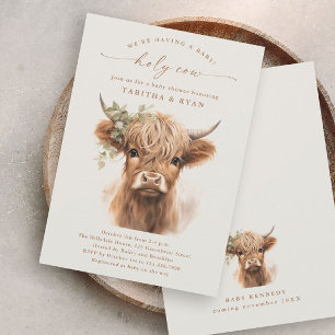Boho Highland Cow Paare Babyshower-Einladungen