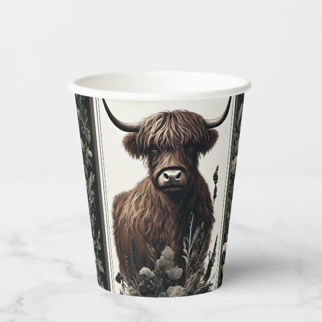 Boho Highland Cow Pappbecher (Vorderseite)