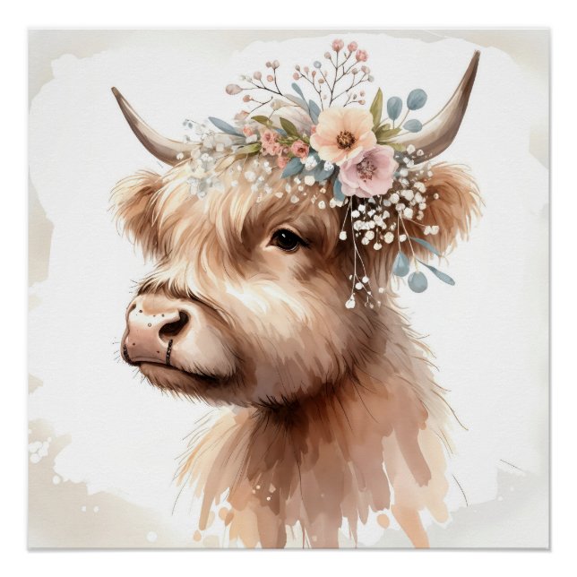 Boho Highland Cow Poster (Vorderseite)