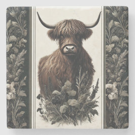 Boho Highland Cow Steinuntersetzer