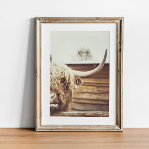 Boho Highland Cow Wall Art Poster