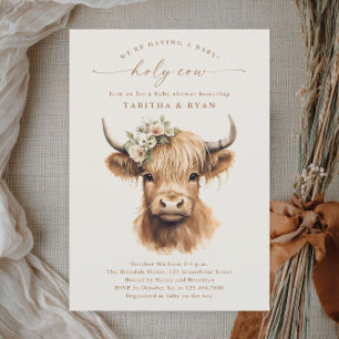 Boho Highland-Kuh neutrale Babyparty für Paare Einladung