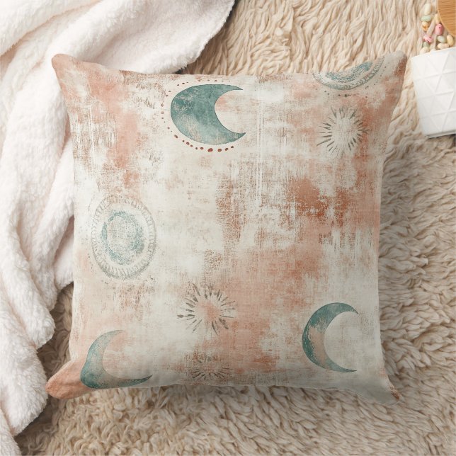 Boho-Himmels-Blumen-Mond-Muster (10) Kissen (Decke)