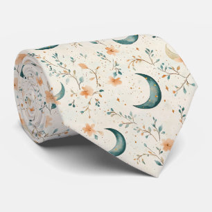Boho-Himmels-Blumen-Mond-Muster (1) Krawatte