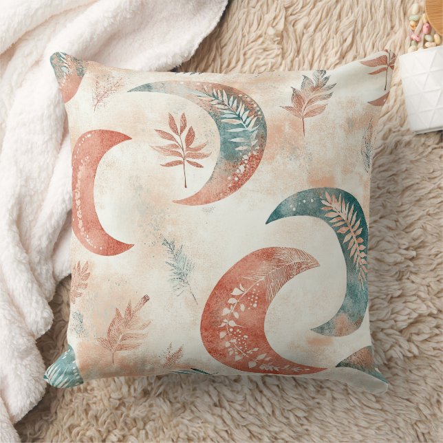 Boho-Himmels-Blumen-Mond-Muster (2) Kissen (Decke)